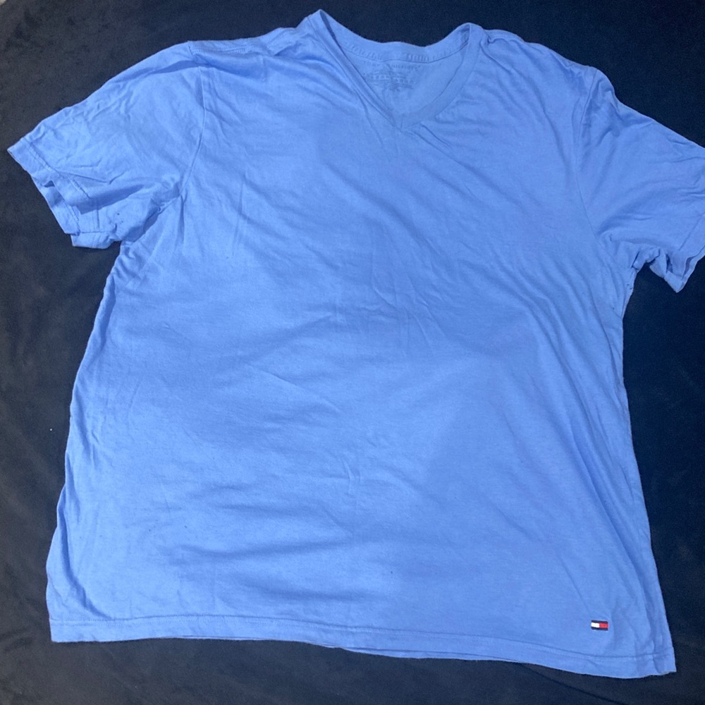Tommy Hilfiger Light Blue V-Neck Tee great condition